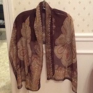 Brown Scarf with colorful designs